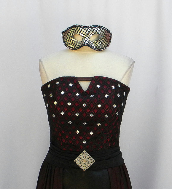 Black Lace And Burgundy Jeweled Masquerade