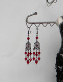 Earrings Included With Crystals Galore Necklace In Red And Gunmetal