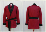 Men's Luxury Smoking Jacket With Ascot In Burgundy And Black