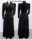 Victorian Long Black Velvet Appliqued Jacket