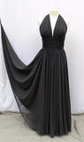 Long Maxi Black Gown With Circle Cut Full Flare