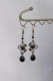 brass and black rhinestone earrings