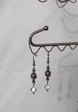 Silver Shade Swirl and Chain Swags Crystal Earrings