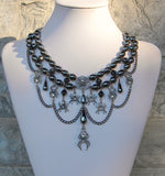 Pewter And Gray Spider Parade Necklace