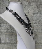 Pewter And Gray Spider Parade Necklace Side View