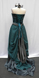 Teal And Gray Beaded Masquerade Princess Gown Back View