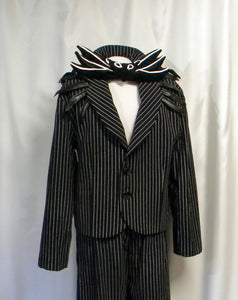 Black Pinstriped Riding Suit Outfit For Men