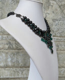 Black Emerald And Gunmetal Shapes Necklace Side View