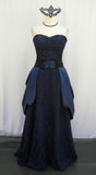 Blackened Midnight Blue Iris Masquerade Gown With Mask