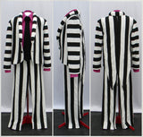 Bold Black And White Striped Men's Cosplay  Suit