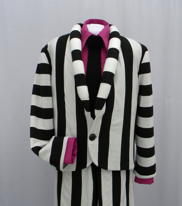 Bold Black And White Striped Costume Suit