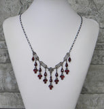 Dainty Dangles Necklace In Burgundy And Gunmetal
