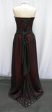 Black Lace And Burgundy Jeweled Masquerade Dress With Mask Back View