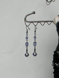 Earrings Included With Crystal Waterfall Necklace In Purple And Gunmetal