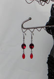 Earrings Included With Dainty Dangles In Red Rhinestones Necklace