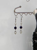 Earrings Included With Pearl And Purple Velvet Rhinestones Necklace