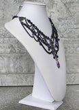 Gracefully Gothic Black Matte And Purple Velvet Necklace Side View