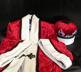 Men's King Robe And Crown Costume Set In Red And White