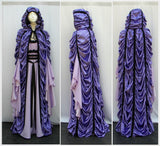 Lily Munster Dress With Cape In Purple Front Side And Back Views