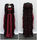 Lily Munster Dress With Cape Set In Burgundy Wine