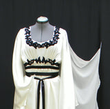 Lily Munster Fancy Trimmed Dress In Cream Satin