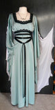 Lily Munster Muted Green Fancy Cosplay Dress With Bat Necklace