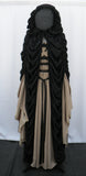 Lily Munster Taupe Dress With Black Hooded Cape Set