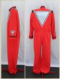 Men's Space Suit Costume In Red Side And Back Views