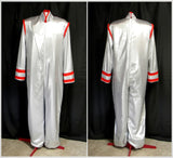 Men's Space Suit Costume In Silver With Red Trimming