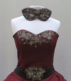 Merlot Sparkle Masquerade Gown With Mask