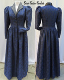 Midnight Black Blue Rose Victorian Long Jacket Front And Back 