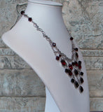 Octagon Falls Necklace In Garnet And Silver Side View