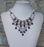 Pearl And Purple Velvet Rhinestones Necklace
