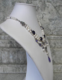 Pearl And Rhinestone Menagerie Purple And White Necklace Side View