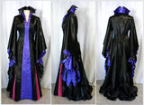 Purple And Black Villain Fairy Witch Dress In Heavy Satin