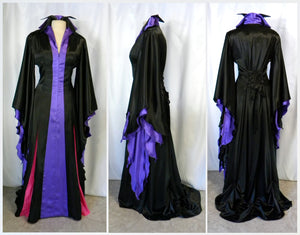 Purple And Black Villain Fairy Witch Satin Dress 