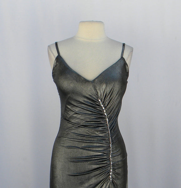 Sleek Silver Crystal Beaded Dress