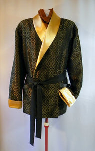 Spiffy Smoking Jacket in Festive Holiday Gold