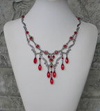 Traditional Touch of Red Rhinestone Necklace