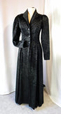 Black Victorian Coat In Satin And Velvet Flocked Print