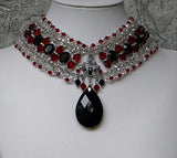 Black Red and Silver Regency Queen Beaded Choker