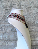 Black Red and Silver Regency Queen Beaded Choker Side View