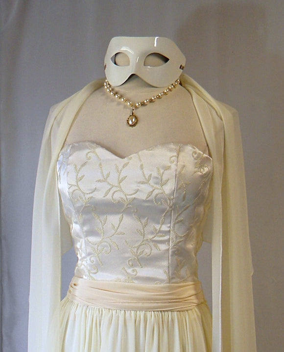 Masquerade Wedding Gown and Accessories Ivory and Gold Chiffon 