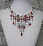 Crystal Harmony White With Red Cascade Necklace