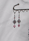 Dainty Crystal Rose and Gunmetal Earrings
