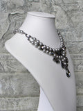 Silver Nights Pearl Crystal Necklace Side View