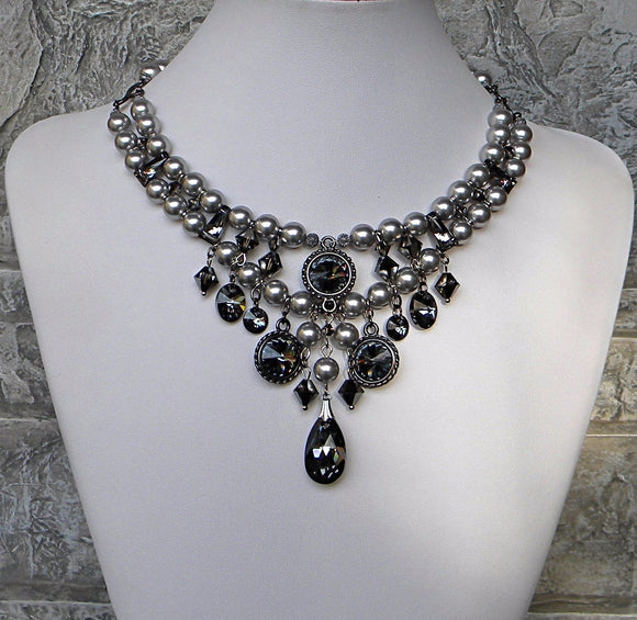 Silver Nights Pearl Crystal Necklace