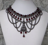 Garnet and Gunmetal Industrial Style Necklace