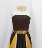 The Nutty Chocolate Brown And Gold Masquerade Gown With Mask