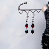 Victorian Chandeliers Garnet And Black Ovals Earrings